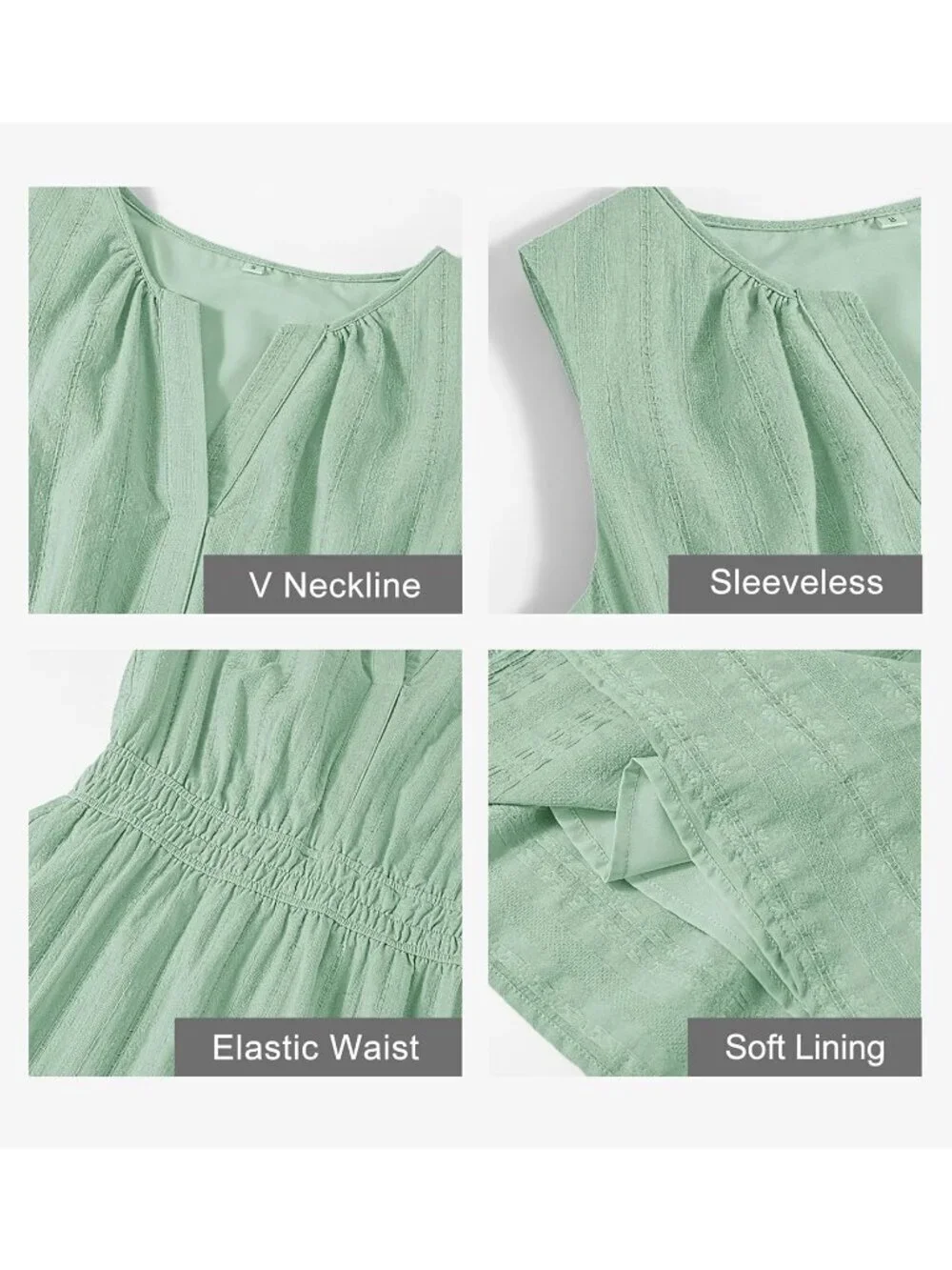 Women's Seagrass Summer Casual  Sundress Beach Vacation Sleeveless Mini Dress